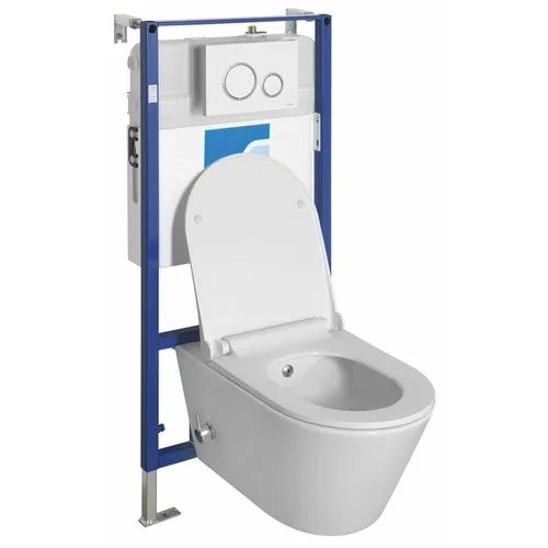 AVVA CLEANWASH Wand-WC mit Bidet-Dusche - Spülrandloses Wand-WC in Weiß, inklusive Bidet-Dusche für mehr Komfort. Ideal für moderne Badezimmer und platzsparend, mit geprüfter Qualität für zuverlässigen Einsatz.