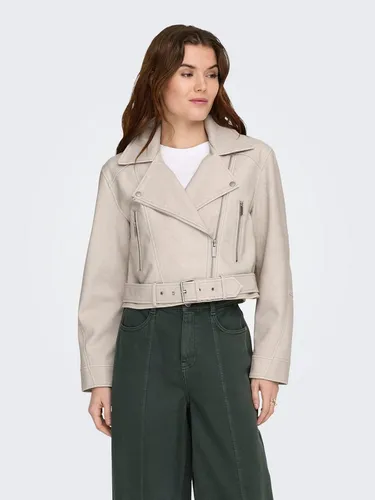 ONLY Lederimitatjacke ONLPAULINE mit Biker-Style Details in beige von ONLY