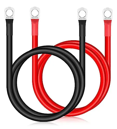 Bohaner 2 Stück Starthilfekabel Batteriekabel Massekabel 70 cm, 12 V, 5 AWG Batteriekabel 16mm², Erdungskabel mit M8 Ringkabelschelle, für LKW, Motorrad, Solarenergie, Caravan, Marine (SC16-8)
