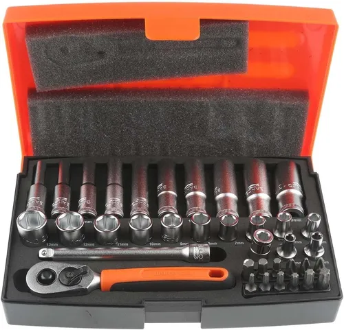 Bahco Steckschlüsselsatz 37-teilig SL25L - Schwarz Red, hochwertig und robust für professionelle Anwendungen