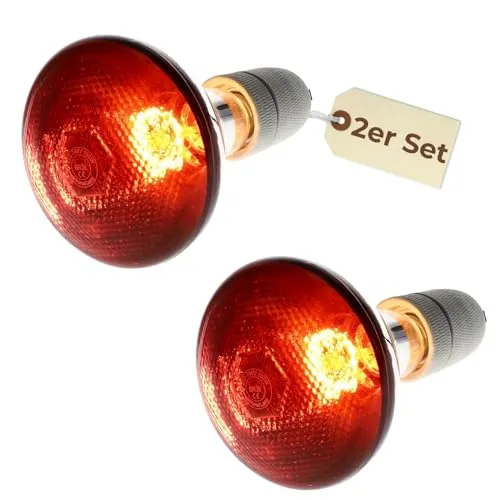 GarPet 2er Set Rotlichtlampe Wärmelampe Infrarotlampe 100 W Baby Gesicht Infrarot Wärmelampe Hühner Terrarium rotes Licht