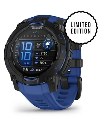 Garmin Instinct 3 AMOLED LIMITED EDITION Schwarz/Bolt Blue von Garmin