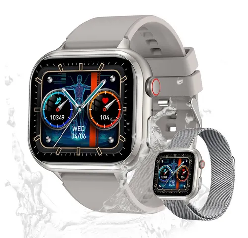 Valdus Damen's und Herren's Telefonfunktion IP68 Wasserdicht Fitness-Tracker Smartwatch (1.91 Zoll, Android/iOS), Elegante Fitness-Uhr mit ECG, Schlafanalyse und mehr als 20 Sportmodi