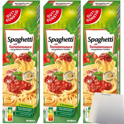 Gut&Günstig Spaghetti mit Tomatensauce und geriebenem Hartkäse 3x397g usy Block