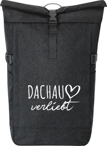 Huuraa Kurierrucksack Dachau 30-44 Liter Black Melange – Fairtrade Rolltop Rucksack