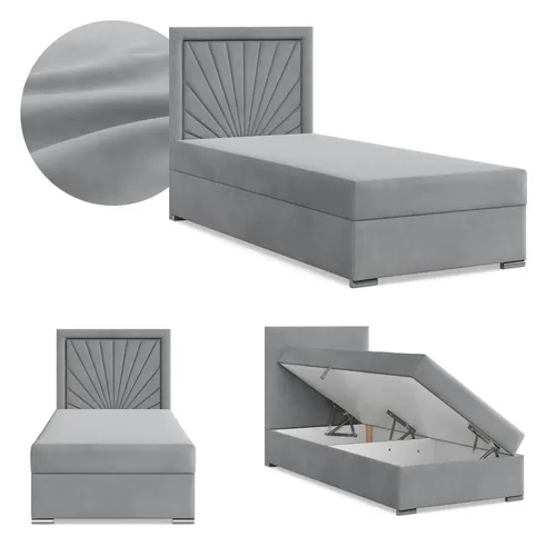 Mebligo Boxbett Grau 90x200 cm – Stilvolles Schlafzimmermöbel