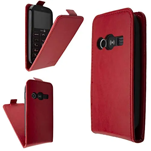 Produktbild caseroxx Flip Cover für Doro 1360/1361 / 1362 in rot – Handy-Tasche mit Kreditkartenfächern & Magnetverschluss aus Kunstleder, schlank & funktional