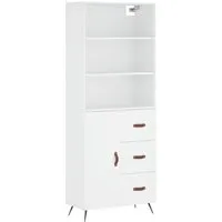 vidaXL Highboard Weiß 69,5x34x180 cm - Elegantes Highboard aus Holzwerkstoff mit viel Stauraum und stabilen Eisenbeinen, ideal für eine stilvolle Wohnzimmereinrichtung.