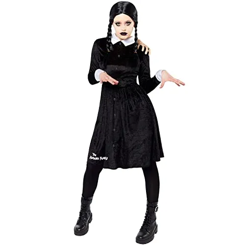 amscan 9917664 – Offizielles Wednesday Addams Halloween-Kostüm für Kinder