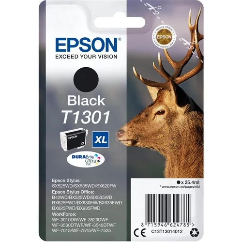 Epson T130140 - XL Schwarz Tintenpatrone, kompatibel mit Stylus und Workforce Druckern für brillante Ausdrucke