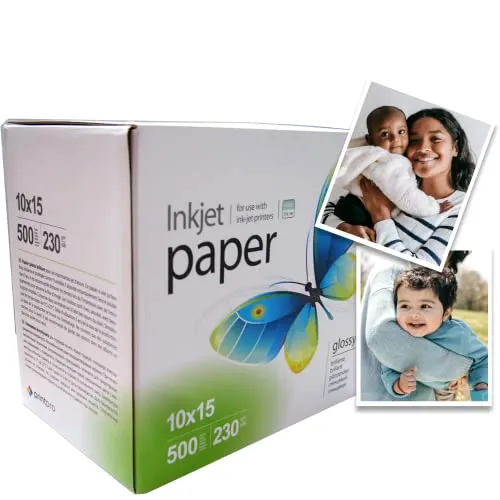 Fotopapier PrintPro von COLORWAY glänzend 500 Blatt 10x15 230g/m² Sofort Trocken Wasserfest für alle Tintenstrahldrucker