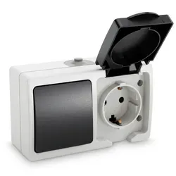 Greate 10x Aufputz Schalter Steckdose Kombination IP44 - Steckdosen & Zubehör - Spritzwassergeschützt mit IP44, ideal für Feuchträume und Außenbereiche, einfache Installation und hohe Sicherheit durch Kunststoffplättchen.