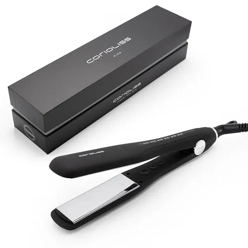 Corioliss WIDE | Glätteisen | Extra Breite Titanplatten Anti Frizz | Haarglätter Locken und Glätten | Professionelles mit Temperaturregelun