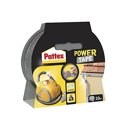 Pattex Power Tape, Reparaturband mit ausgezeichneter Haftkraft, kräftiges Klebeband in Silber, dreischichtiges Wasserband, Rolle 48mmx10m