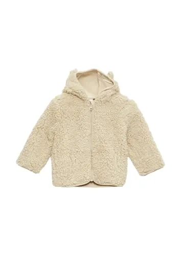 s.Oliver Teddyplüsch-Jacke mit Öhrchen - Helles Beige 80 - Sweatjacke für Baby-Jungen, wärmend aus weichem Teddyplüsch mit fixierter Kapuze und praktischen Eingrifftaschen.