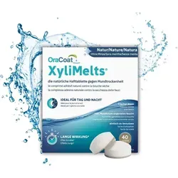 Oracoat Xylimelts Hafttabletten ohne Minze - Arzneimittel zur Linderung von Mundtrockenheit, langanhaltende Feuchtigkeit ohne Minzgeschmack, ideal für empfindliche Gaumen.