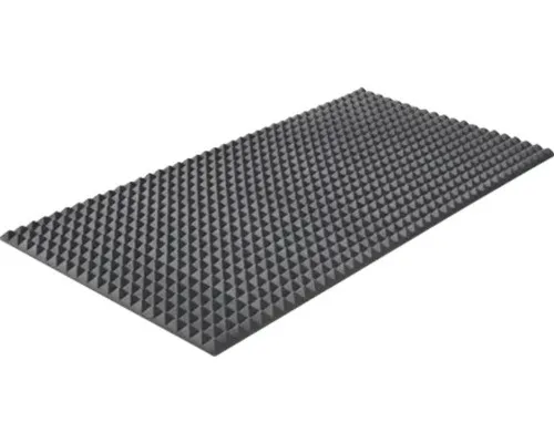 Akupur Akustikschaumstoff Platte 200x100x5 cm - Pyramidenschaumstoff - Schaumstoffpolster zur effektiven Hall- und Lärmdämpfung, anthrazit, 50 mm dick, ideal für bessere Raumakustik.