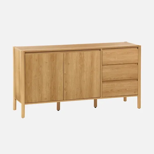 Sweeek Sideboard Holzdekor 150 cm mit 2 Türen und 3 Schubladen