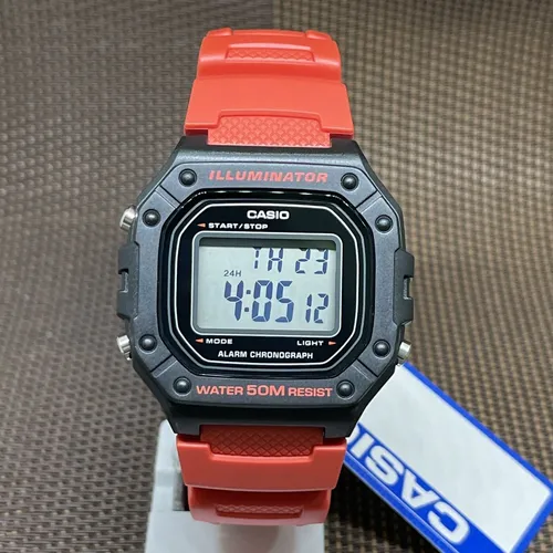 Casio W-218H-4B Digitaluhr für Jugendliche in rot von CASIO