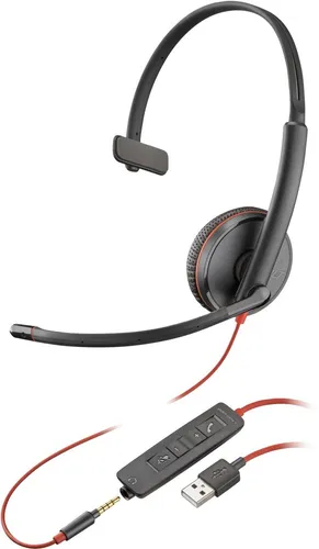 Blackwire C3215 Headset - Kabelgebundenes On-Ear Headset mit USB und 3,5 mm Stecker, ideal für klare Kommunikation im Büro oder Home Office.