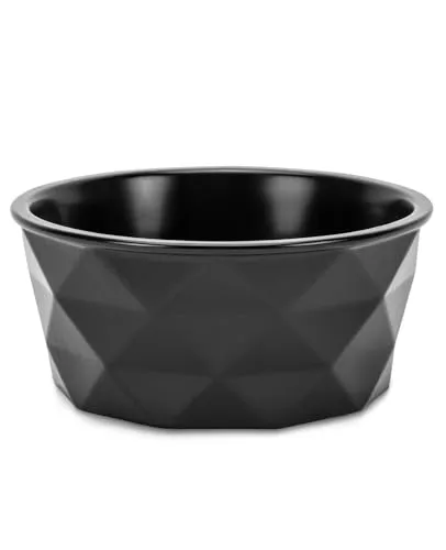 lionto Futternapf aus Keramik mit rutschfestem Silkonboden, 350 ml, Hundenapf aus robustem & geruchsneutralem Material, leicht zu reinigen, ergonomisches Design, Wassernapf für Hunde&Katzen, schwarz