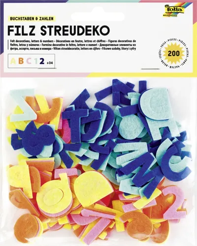 folia Filz-Streudeko 'Buchstaben & Zahlen', 200 Teile 200