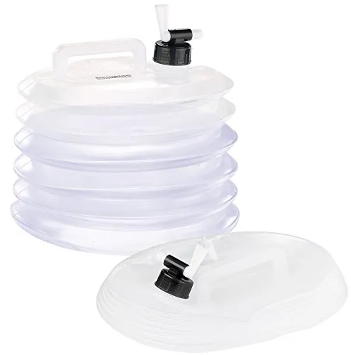Semptec Urban Survival Technology Faltbare Wasserbehälter: Faltbarer Wasserkanister mit Zapfhahn, 15 Liter, rund, für Trinkwasser (Wasserbehälter Trinkwasser, Wasserkanister Camping)