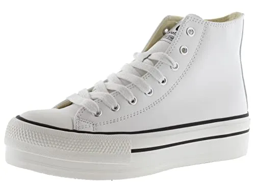 victoria High-Top Tribu Leder-Effekt & Doppelter Plattform 1061107 für Damen Blanco 40