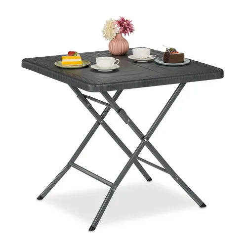 Relaxdays Gartentisch Holzoptik grau