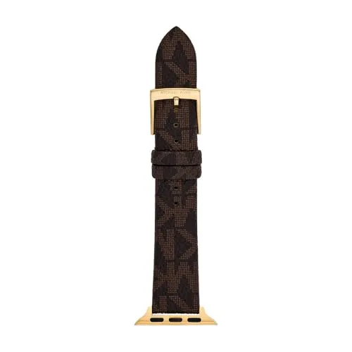 Michael Kors Damenband für Apple Watch 38-45 mm, PVC braun - Smartwatch Ersatzarmband, kompatibel mit Apple Watch Serie 1-9 und SE, bietet individuelle Passform und eleganten Stil in Braun.