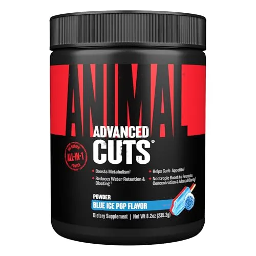 Universal Nutrition Animal Cuts Powder - Blue Ice Pop - Sportnahrung für effektiven Gewichtsverlust, unterstützt die Fettverbrennung mit L-Carnitin und verbessert die Konzentration während des Trainings.