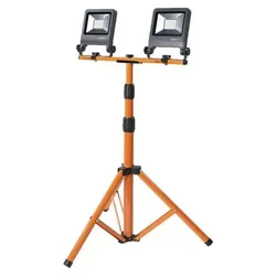 LED Gartenbeleuchtung Tripod 4000 K - 5400 lm, 175 cm, moderne Außenlampe - Schwenkbare LED Arbeitsleuchte aus Aluminium und Stahl in Orange, ideal für Außenbereiche. Mit IP65 Spritzschutz, 360° Rotation und höhenverstellbarem Stativ für flexibles Licht bei jeder Aufgabe.