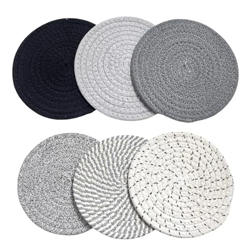 Stück Runde Tischsets, Anti-Verbrühungs-Tischsets, rutschfeste Gewebte Matten, Mehrzweck-Tischsets, Wiederverwendbare Tischsets, Geeignet Für Den Einsatz in Der Küche, Am Esstisch 6