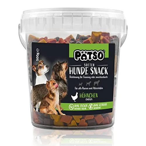 Pätso Hundeleckerli & Trainings- Hunde Snack Getreidefrei/Hunde Leckerlis (Hühnchen (Mini Heart Mix), 500 g)