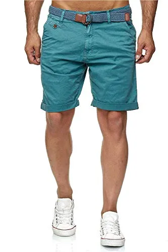 Kurze Hosen Herren mit Gürtel - Conor - Cargo Shorts Herren aus Baumwolle - Sommer Freizeithose mit Taschen - Sportlich eleganter Look - Regular Fit - Bequemes Material mit Stretch - Aegean Blue - XL