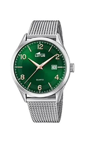 Lotus Herren Analog Uhr Edelstahl 316L Silber - Quarz - Kalender - Mineralglas - 5 ATM Wasserdicht 18631/2 Special Prices