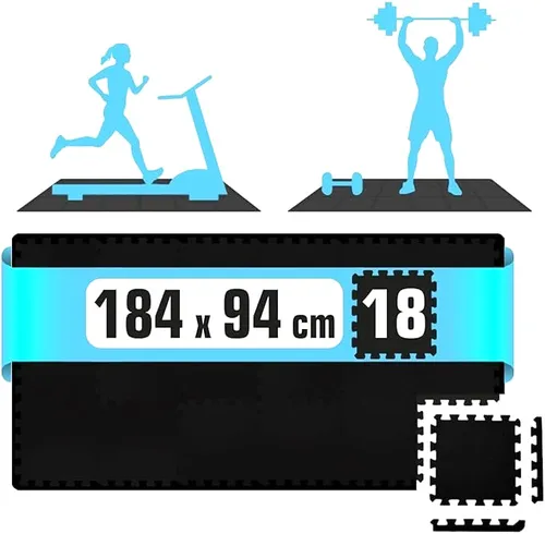 18x Fitness Bodenschutzmatte 30x30 EVA Matte für Sport - Praktische Bodenschutzmatte für Fitnessräume, abwaschbar und ideal für verschiedene Sportgeräte. Schützt den Boden und bietet Komfort beim Training.