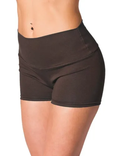Alkato Damen Sport Shorts mit Hohem Bund Hotpants Radlerhose, Farbe: Braun, Größe: 38