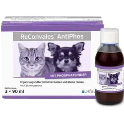 Reconvales AntiPhos flüssig für Hunde und Katzen - 3x90 ml, unterstützt die Nierenfunktion und fördert das Wohlbefinden