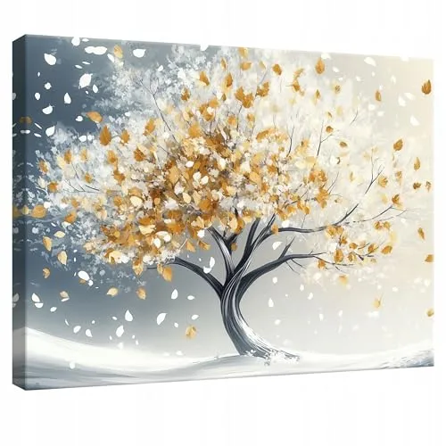 WallArena- Leinwand Bilder - Baum - 60x40 cm Leinwandbilder - Bild auf leinwand - Wandbild XXL groß Wandbilder für Wohnzimmer Schlafzimmer Wohnzimmerbilder Modern kunstdruck - Winter