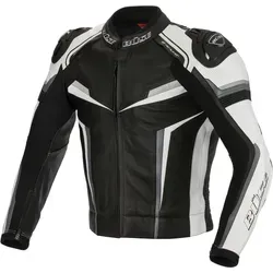 Büse Mille Lederjacke schwarz/weiß Herren 25 Kurz - Motorradjacke aus robustem Rindleder mit herausnehmbaren Protektoren und Komfortkragen, ideal für Sicherheit und Bewegungsfreiheit bei jeder Fahrt.