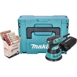 Makita BO 5031 J Exzenterschleifer 300 Watt mit Schleifset und Makpac - Schleifmaschinen mit 300 W Leistung und elektronischer Drehzahlvorwahl für präzises Arbeiten. Inklusive Toolbrothers TURTLE Schleifset für vielseitige Anwendungen.