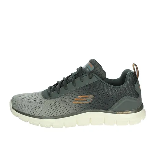 Skechers Herren Track Ripkent Training Shoes, Olive Mesh Synthetic - Herren-Outdoor-Fitnessschuhe, leichtes Mesh-Obermaterial für optimale Atmungsaktivität und Komfort beim Training