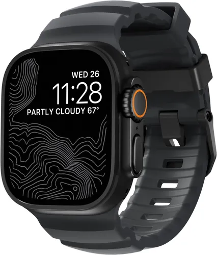 NOMAD Apple Watch Sportarmband Rocky Point Dark Storm Gray – 45/49 mm - Smartwatch Ersatzarmbänder, ultrarobust und wasserdicht, ideal für Outdoor-Aktivitäten und täglichen Gebrauch.