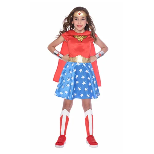 amscan Kind Wunderfrau Wonder Woman Kostüm - Offizielles DC Comics Kostüm für 3-4 Jahre, mit Umhang und Beinstulpen für Superhelden-Motto-Partys