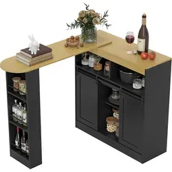 HOMCOM Ausziehbarer Bartisch mit Stauraum