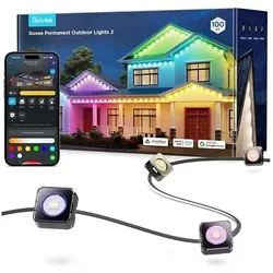 Govee Permanente Außenlichter 30 Meter - Lampen für jeden Anlass: Mit 100 Szenemodi und 16 Millionen Farben sorgen die Govee Permanent Outdoor Lights für stimmungsvolle Abende und Festlichkeiten im Freien.
