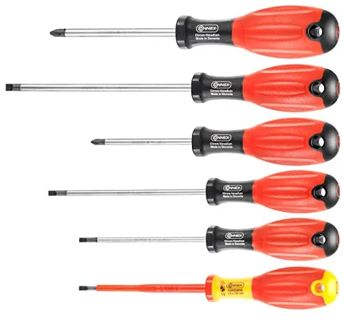 Connex Schraubendrehersatz 6-teilig COX310206 - Schraubendreher-Set mit ergonomischem Mehr-Komponenten-Griff und Abrutschschutz, ideal für präzises Arbeiten und lange Haltbarkeit.