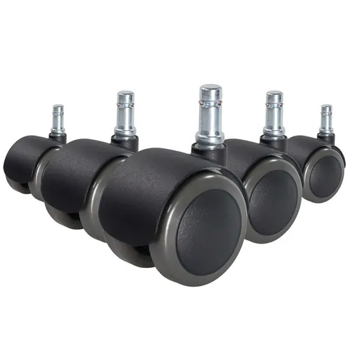 hjh OFFICE Stuhlrollen 5x ROLO FIX 11mm/50mm - Drehstühle & -sessel, strapazierfähige Metall- und Kunststoffrollen für müheloses Gleiten und Schutz des Bodens.