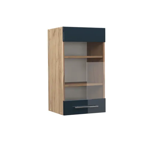 Vicco Glashängeschrank Fame-Line, Dunkelblau Hochglanz in blau von Vicco